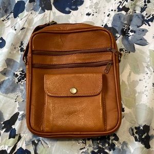 Brown leather cross-body bag
